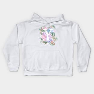 botanical monogram alphabet Y hydrangea flowers Kids Hoodie